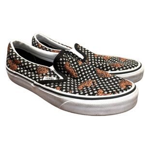 Vans Classic Slip-On Tiger Floral Black White Men 6.5 Women 8